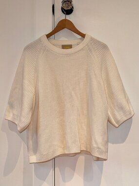 Cream cropped sweater w/cropped sleeves - small, Exposure brand (UPDATED PHOTO)